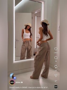 ✨🤎🥥SKIMS Cargo Wide-Leg Pants - Tan- worn once! XXS🤎✨